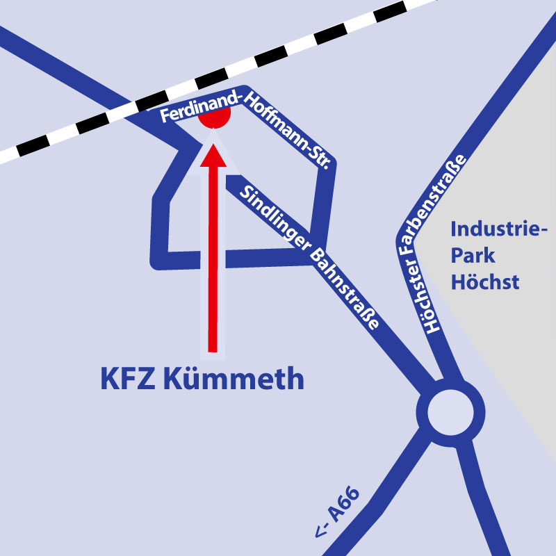 Anfahrtskarte zu KFZ Kümmeth